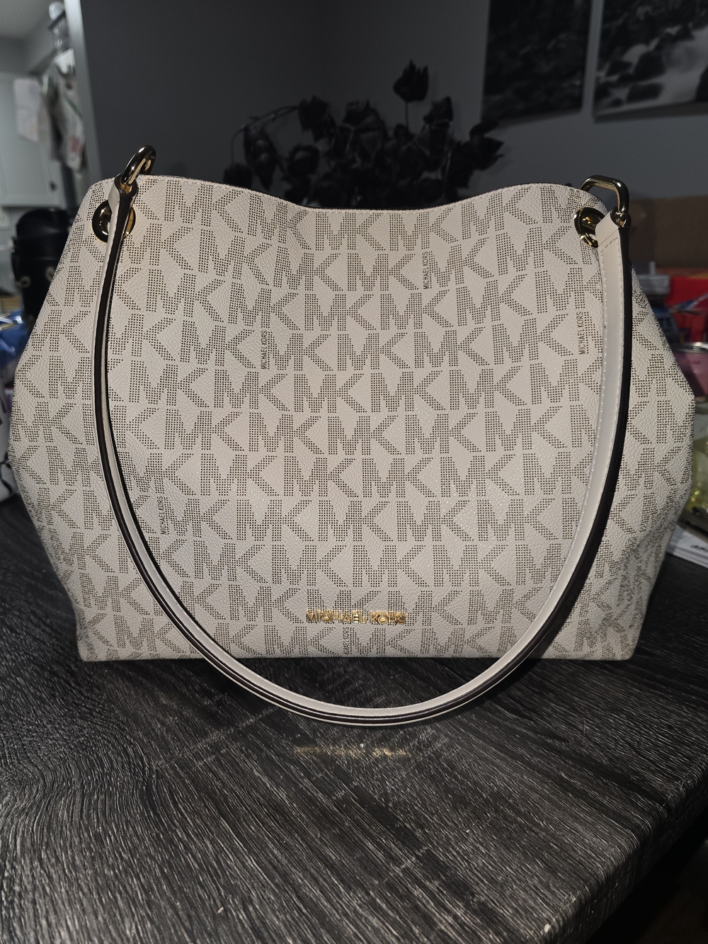 Michael Kors Cream Signature Logo Shoulder Bag